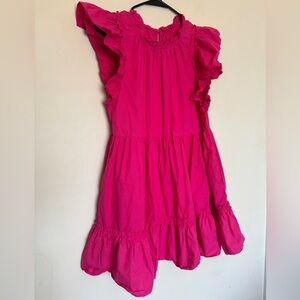 Caroline Constas Sz L Ruffle Barbie Mini Flutter Dress Tiered Pockets Peasant